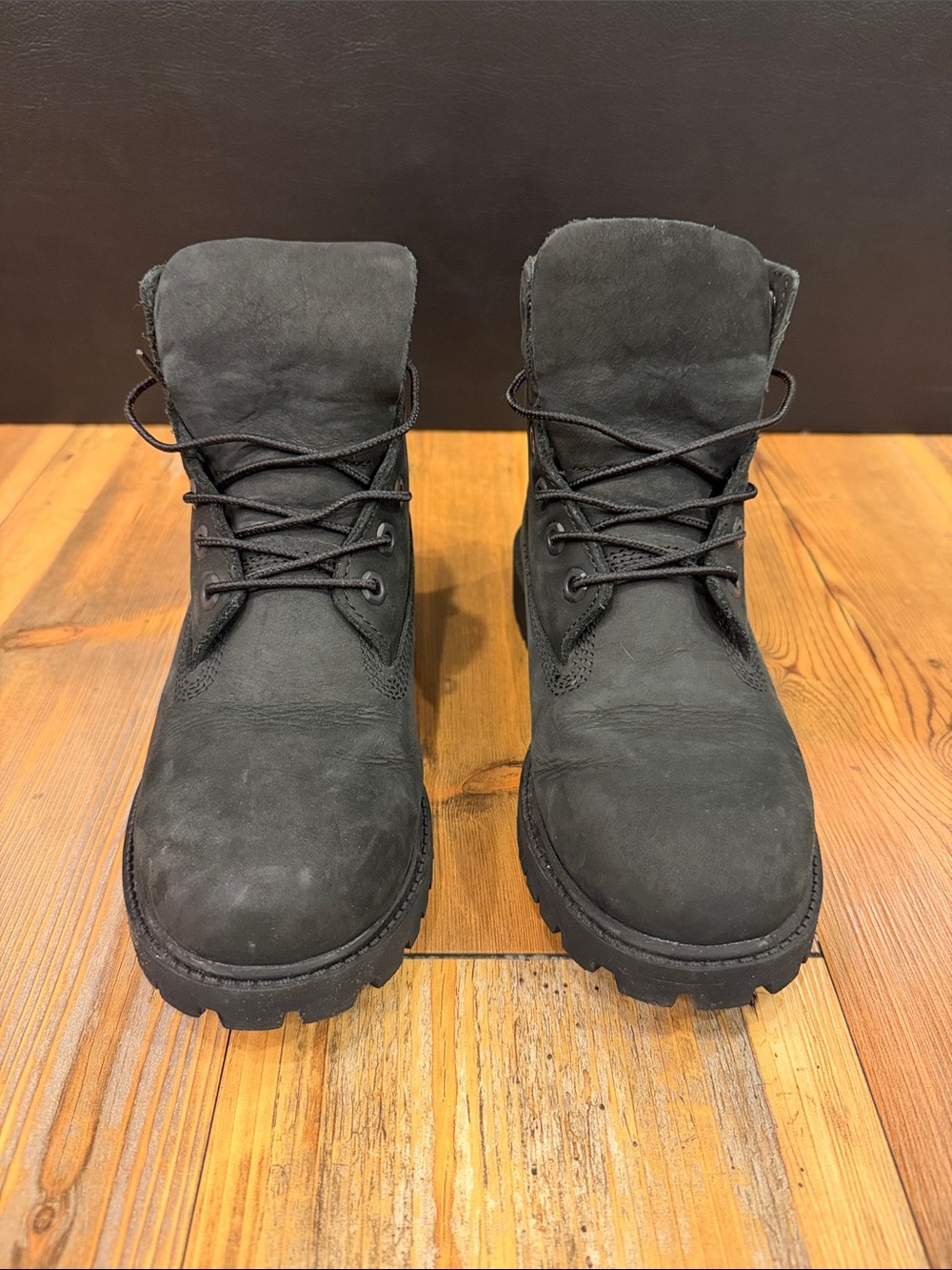 Kid’s Timberland Black Waterproof Lace-Up Work Boots